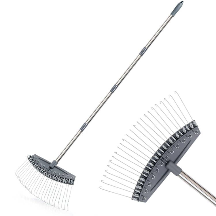 Colwelt Thatch Rake -24 Steel Tines, Dethatching Rake with 54’’ Lightweight Stainless Steel Handle, Yard Dethatcher Rake for Lawn(Pine Needles, Dead Grass, Thatch, Leaves, Mulch)